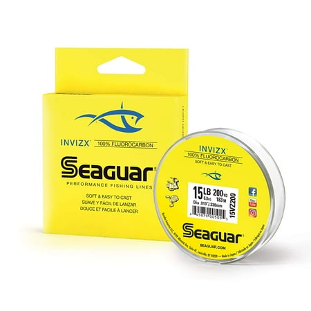 SEAGUAR INVIZX 100% FLUOROCARBON FISHING LINE, SOFT, SUPPLE AND CASTABLE. 200 YARD SPOOL 6LB TEST