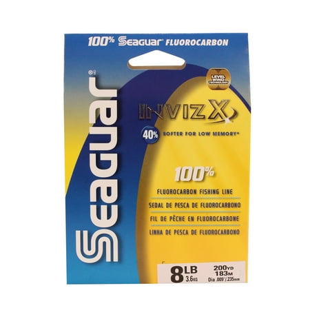 SEAGUAR INVIZX 100% FLUOROCARBON FISHING LINE, SOFT, SUPPLE AND CASTABLE. 200 YARD SPOOL 8LB TEST