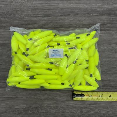 BETTS FOAM TORPEDO FLOATS YELLOW 100 BAG 2 1/2 X 5/8