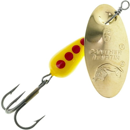 PANTHER MARTIN REG 1/16 OZ GOLD BLADE/YL RED DOT