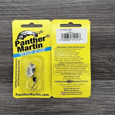 PANTHER MARTIN REG 1/16 OZ SILVER BLADE-BLK W/YELLOW DOTS
