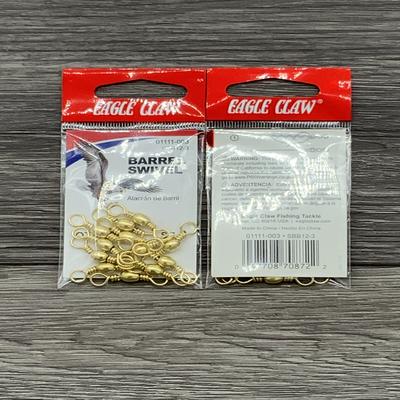 EAGLE CLAW 01111-003 BARREL SWIVEL BRASS SZ 3 12 TO BAG 12 BAGS TO CTN BBS-3