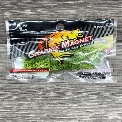 LELAND 87263 CRAPPIE MAGNET 15PC BODIES CHARTREUSE/BLACK FLAKE CM15CBF