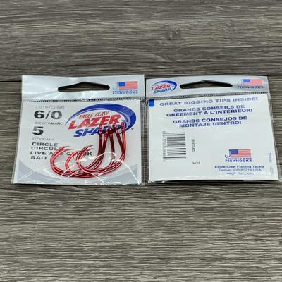 EAGLE CLAW LAZER CIRCLE HOOK WITH OFFSET, SEA GUARD RED, SIZE 6/0
