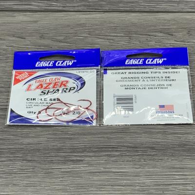EAGLE CLAW LAZER CIRCLE HOOK WITH OFFSET, SEA GUARD RED, SIZE 2/0