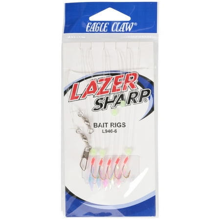 EAGLE CLAW LAZER SABIKI BAIT RIG SZ 6 URETHANE AURORA WINGS GOLD