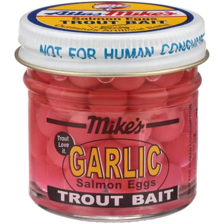 MIKES SALMON EGGS 2 OZ GARLIC FLAVOR PINK IN COLOR NEW