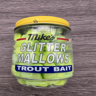 MIKES GLITTER GLO MALLOWS 1.5OZ JAR - CHARTREUSE/CHEESE