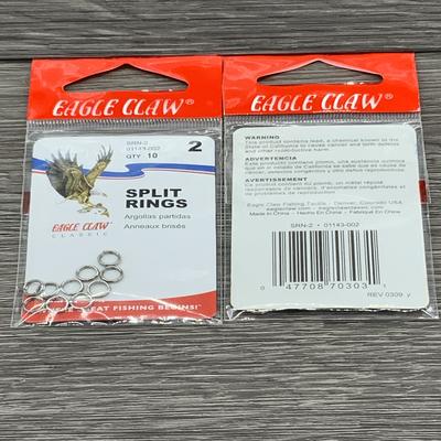 01143-002 EAGLE CLAW SPLIT RINGS SZ 2 10/BAG 12/CTN SR2