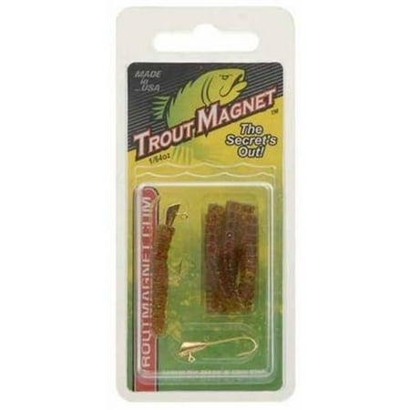 LELAND 87684 TROUT MAGNET GREEN/RED FLAKE 9PC 2 JIGHEADS, 7 BODIES TM-GRF