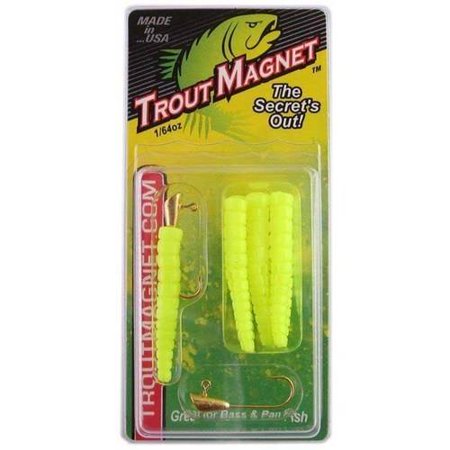 LELAND 87673 TROUT MAGNET OPAQUE CHARTREUSE 9PC 2 JIGHEADS, 7 BODIES TM-OC