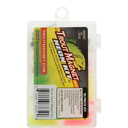 LELAND 87659 NEON TROUT MAGNET KIT 85PC KIT 15 JIGHEADS, 70 BODIES TMNK