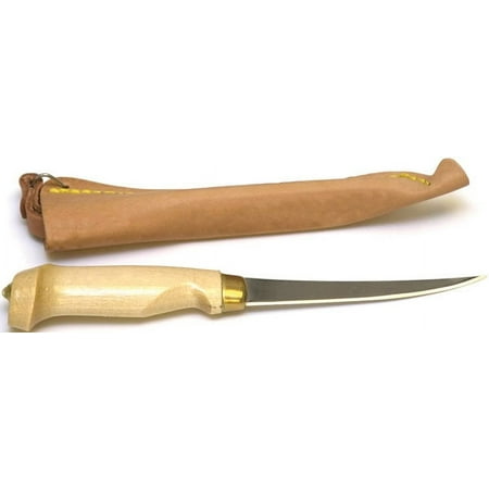 03050-004 EAGLE CLAW WOOD HANDLE FILET KNIFE WITH STAINLESS STEEL 4" BLADE WITH SHEATH 12 PER BOX WHFK4