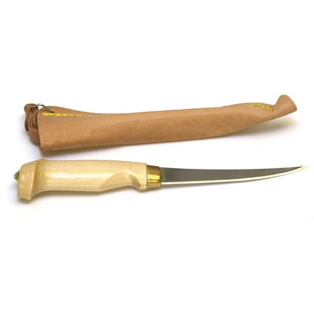 03050-002 EAGLE CLAW WOOD HANDLE FILLET KNIFE WITH STAINLESS STEEL 6" BLADE WITH SHEATH 12 PER CASE WHFK6