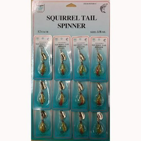 FJ NEIL NEON NIGHTMARE SQUIRREL TAIL FRENCH TYPE SPINNERS ,1/8 OZ,NATURAL HAIR,CHARTREUSE TAILS