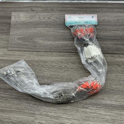 FJ NEIL 2 DROP WIRE RED BEADS, CLEAR WIRE 36 EACH WITH BARCODE