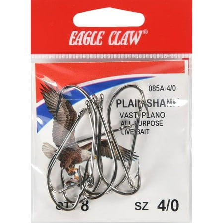 EAGLE CLAW NICKLE PLAIN SHANK OFFSET HOOK SIZE 4/0 (5/CTN)