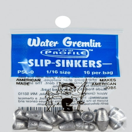 WATER GREMLIN LOW PROFILE SLIP-SINKER 1/16OZ (WORM SINKER)